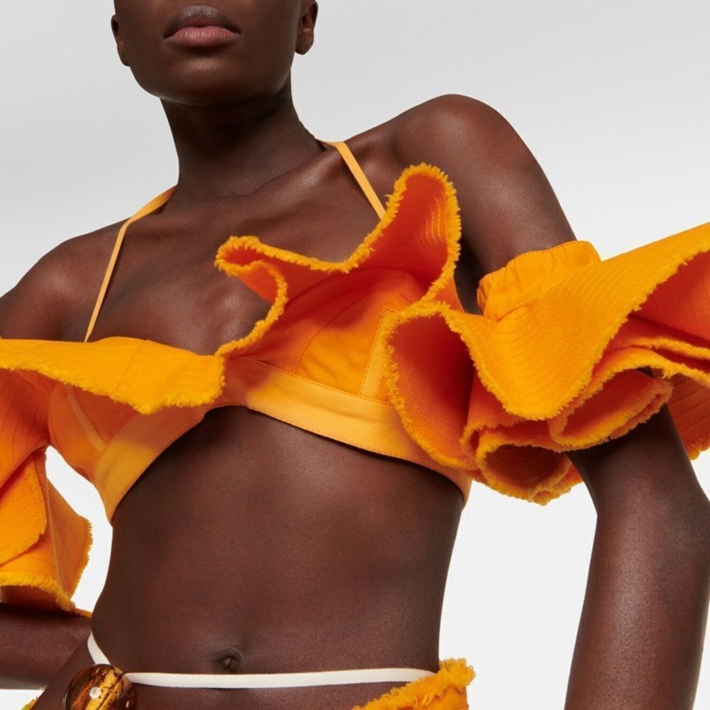 NEW JACQUEMUS La Brassière Artichaut cotton crop top in orange - Picture 4 of 17
